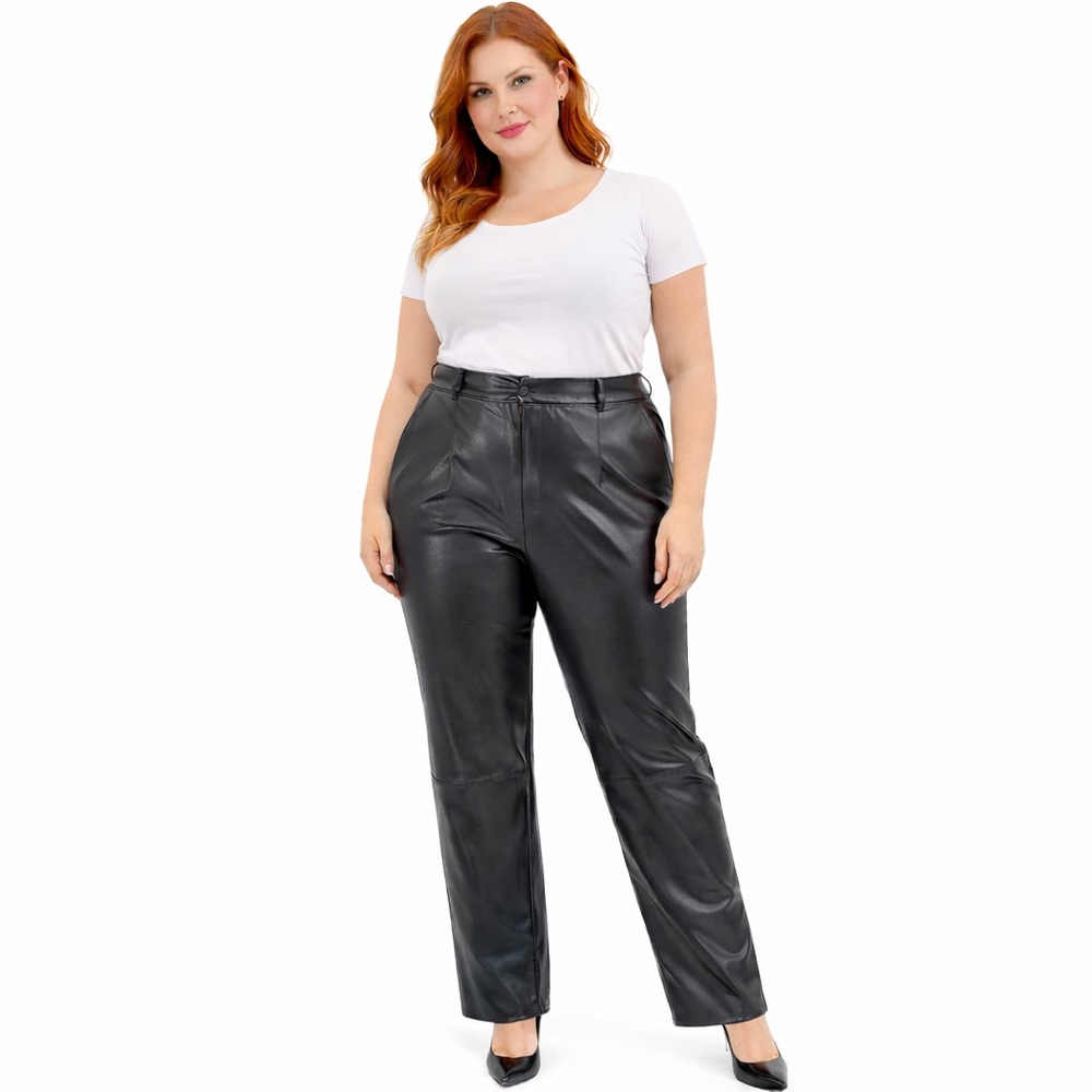 Sundays Rucker Black Faux‎ Leather Pants Size  L Soft Pull-On Trousers NWT
